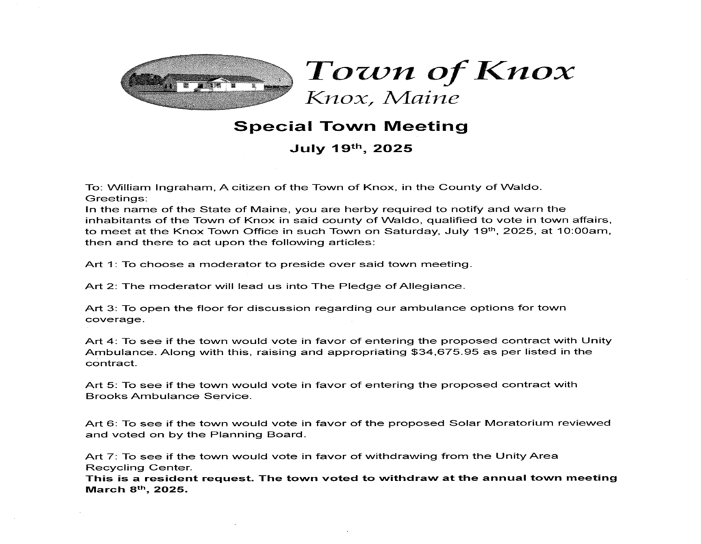 07.19.2025 Special Town Meeting
